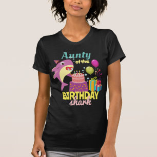 Custom Mommy Aunty Papa Daddy Shark Birthday Gift T-Shirt