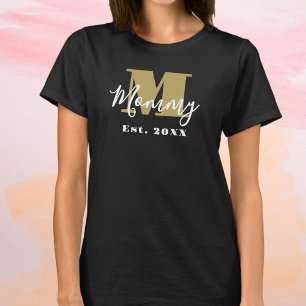 Custom Mommy Gold Monogram Established Year Script T-Shirt