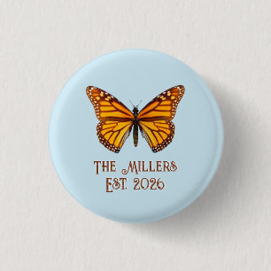 Custom Monarch Butterfly Family Name Established 1 Inch Round Button
