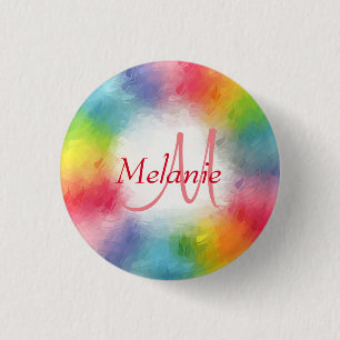 Custom Mono gram Colourful Modern Abstract Templat 1 Inch Round Button