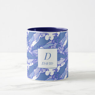 Custom Monochromatic Blue Humpback Whale  Mug