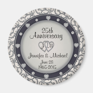 Custom Monogram 25th Anniversary Magnet