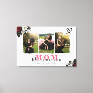 Custom Monogram 3 Photo Collage Mother Family Canvas Print