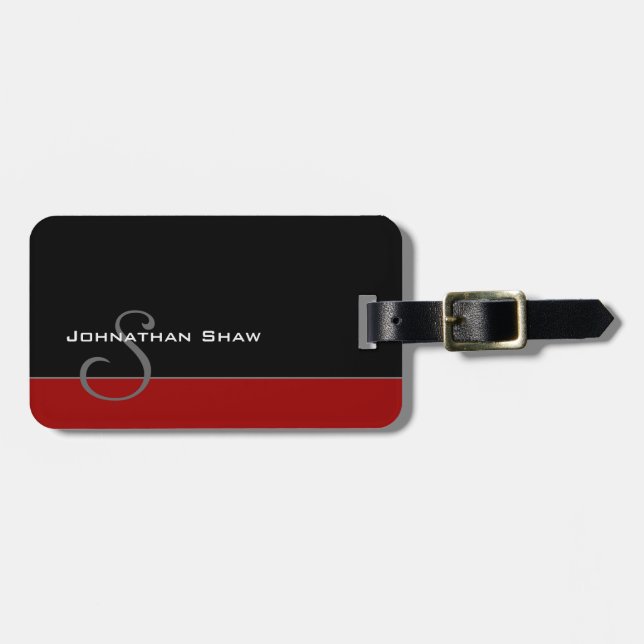 Custom Monogram 5 (Red) Luggage Tag (Front Horizontal)