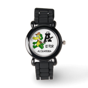 Custom monogram A is for Alligator funny reptile Watch