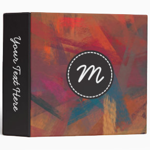 Custom Monogram Abstract Art Modern 2 Binder