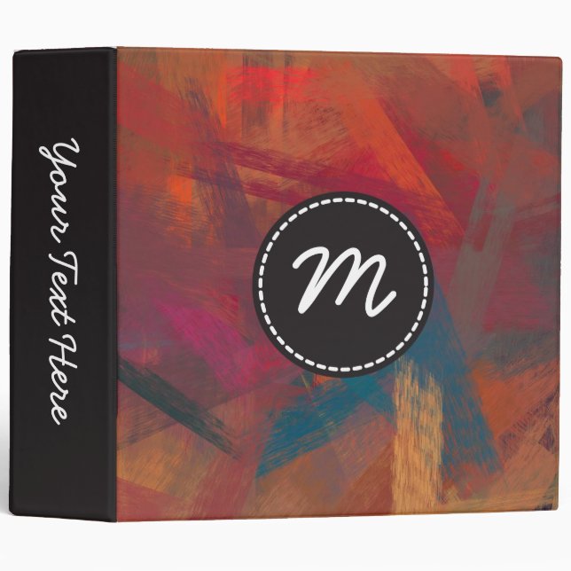 Custom Monogram Abstract Art Modern 2 Binder (Front/Spine)