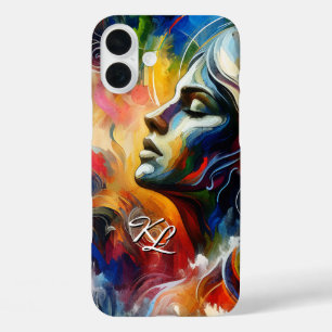 Custom Monogram Abstract Woman Portrait Phone Case