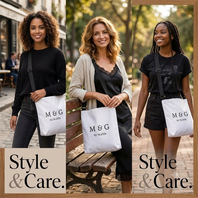 Custom Monogram and Date Personalized Crossbody Bag (Custom Monogram and Date Personalized Crossbody Bag)