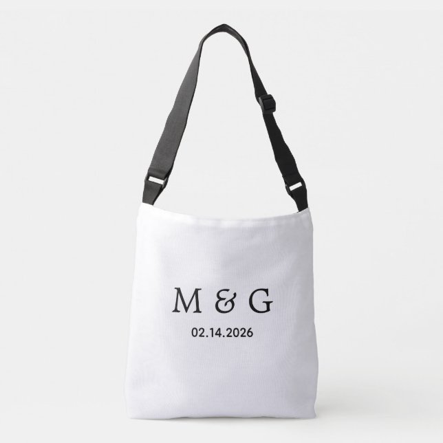 Custom Monogram and Date Personalized Crossbody Bag (Front)