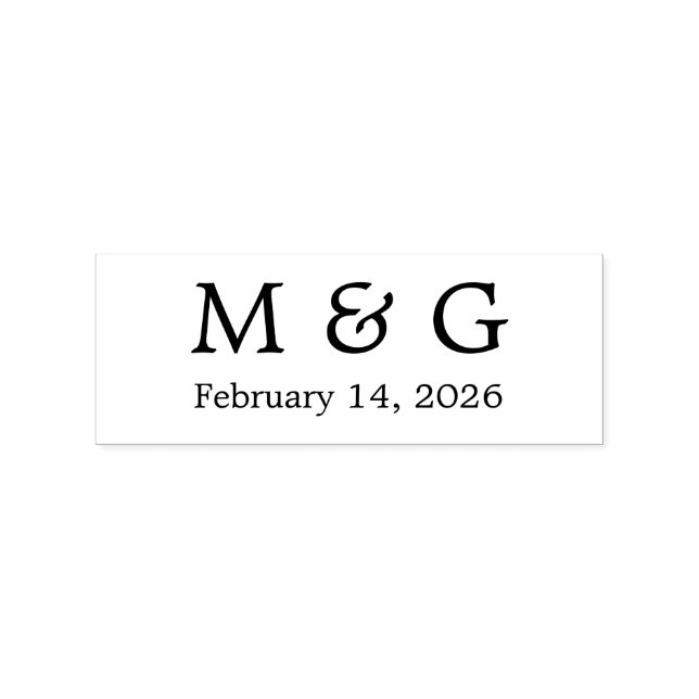 Custom Monogram and Date Personalized Wood Art Rubber Stamp (Stamped)