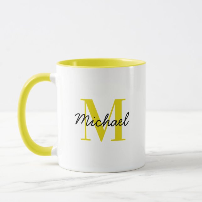 Custom Monogram and Name bold colourful Mug (Left)