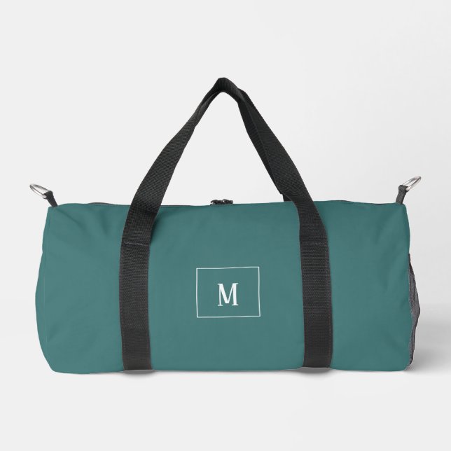 Custom monogram, aqua green all over duffle bag (Front)