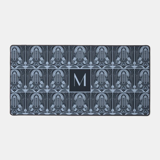 Custom Monogram Art Deco Desk Mat (Front)