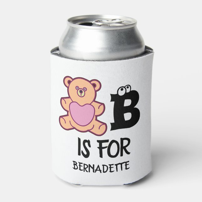 Custom monogram B is for bear funny cute animal Can Cooler (Can Front)
