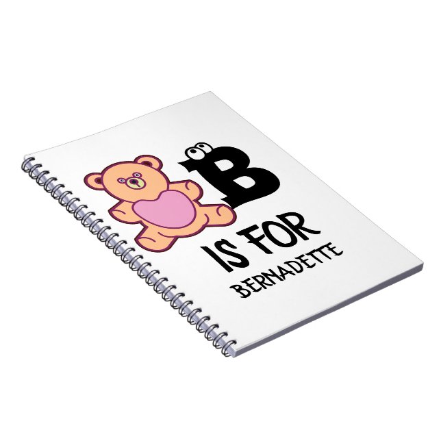 Custom monogram B is for bear funny cute animal Notebook (Right Side)