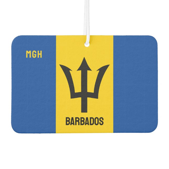 Custom Monogram Barbados Flag Air Freshener (Front)