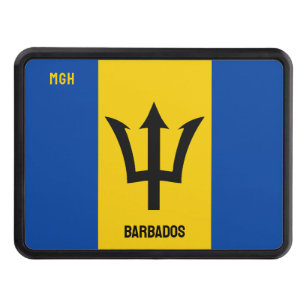 Custom Monogram Barbados Flag Trailer Hitch Cover