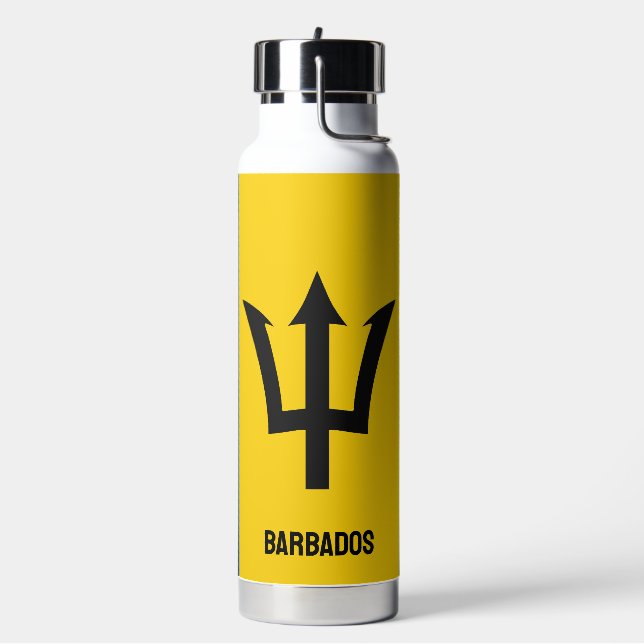 Custom Monogram Barbados Flag Water Bottle (Left)