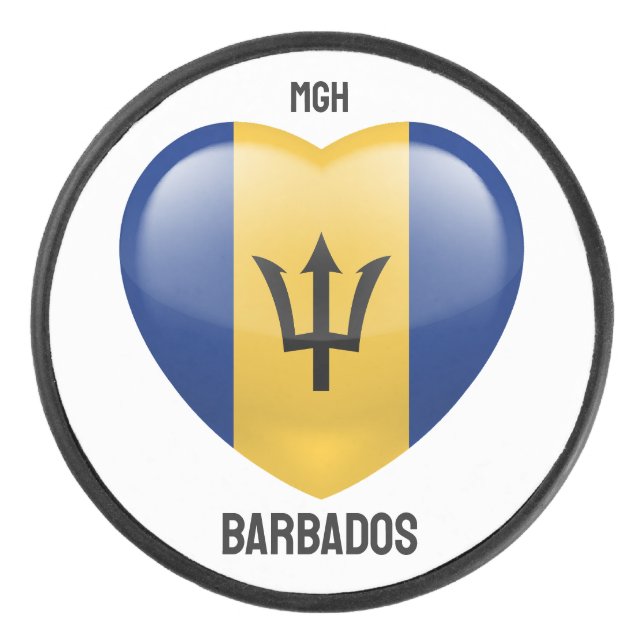 Custom Monogram Barbados Love Hockey Puck (Front)