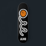 Custom monogram basketball design skateboard deck<br><div class="desc">Custom monogram basketball design skateboard deck. Cool wooden skate board design for boys and girls. Fun Birthday gift idea for kids. Personalize with your own unique name, funny quote or monogram letters. Awesome Birthday gift idea for skater son, grandson, nephew, cousin, daughter, sister, brother, friends etc. Cute basket ball with...</div>
