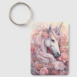 Custom Monogram Beautiful Unicorn Keychain