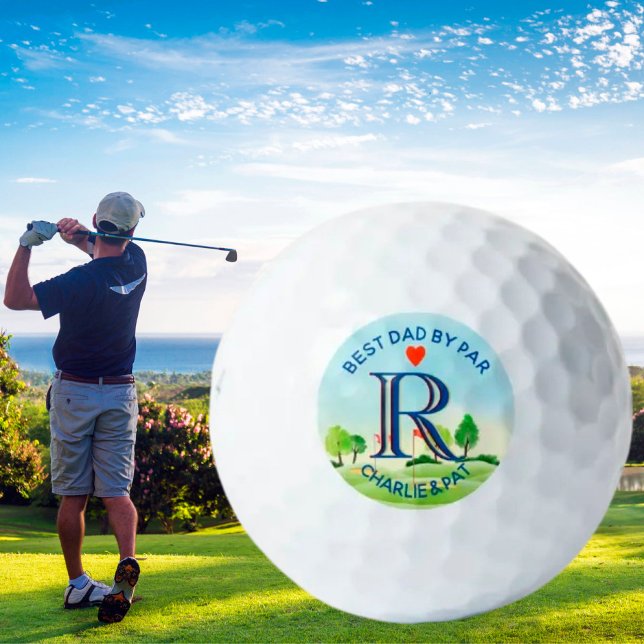 Custom Monogram Best Dad by Par Names Golf Balls (Creator Uploaded)