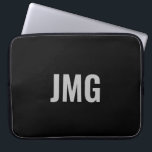 Custom Monogram Black and Silver Laptop Sleeve<br><div class="desc">You can personalize the silver monogram that's in the centre of this black laptop sleeve.</div>