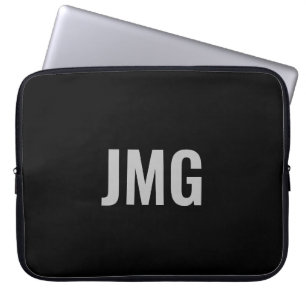 Custom Monogram Black and Silver Laptop Sleeve