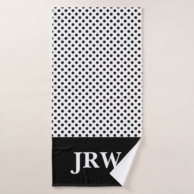 Custom Monogram Black and White Bath Towel Set (Bath Towel)