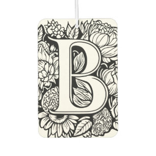 Custom Monogram Black and White Floral Tattoo Art  Air Freshener
