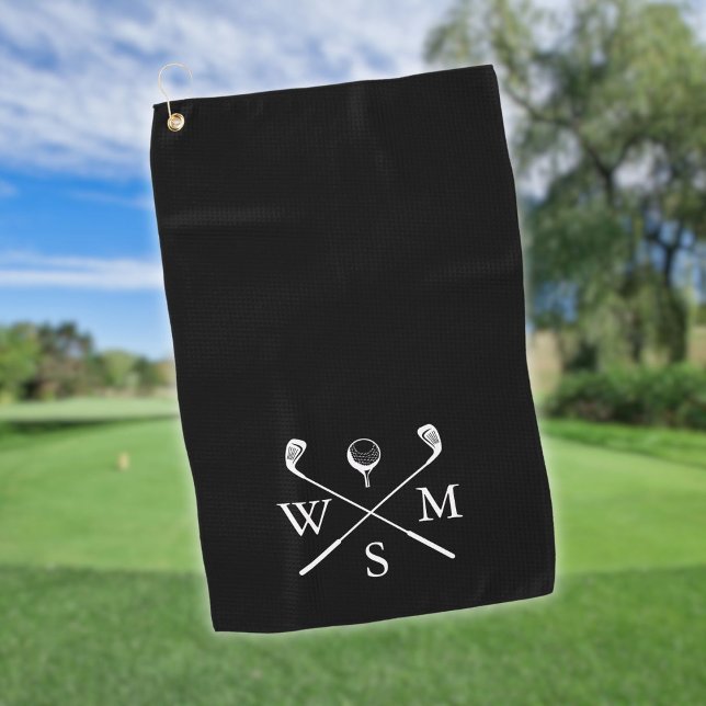 Custom Monogram Black And White Golf Towel (Custom Monogram Black And White Golf Towel)
