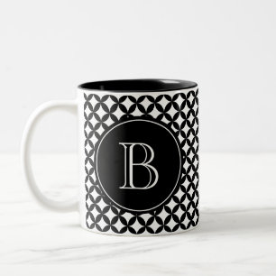 Custom Monogram Black and White Two-Tone Coffee Mug