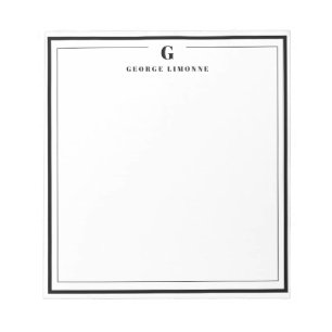 Custom Monogram Black Border Stationery Notepad