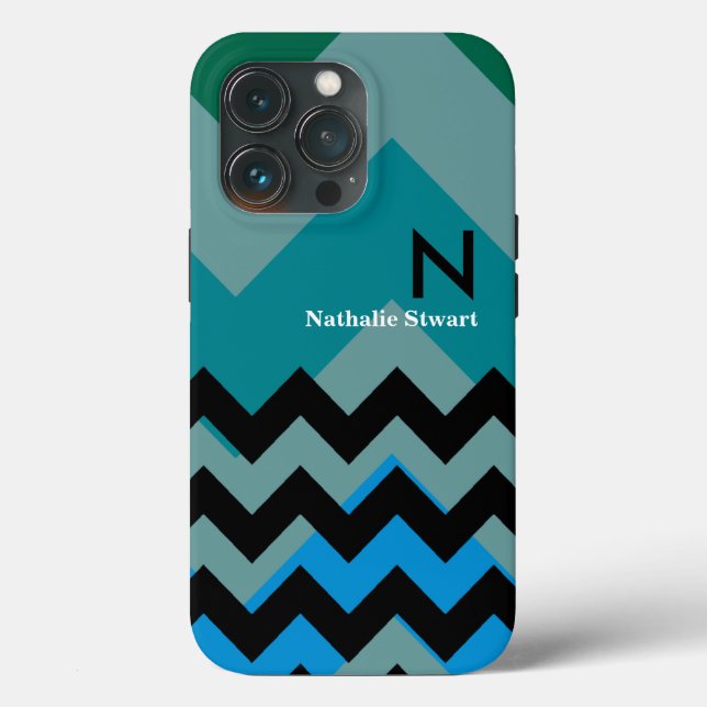 custom monogram black chevron Case-Mate iPhone case (Back)