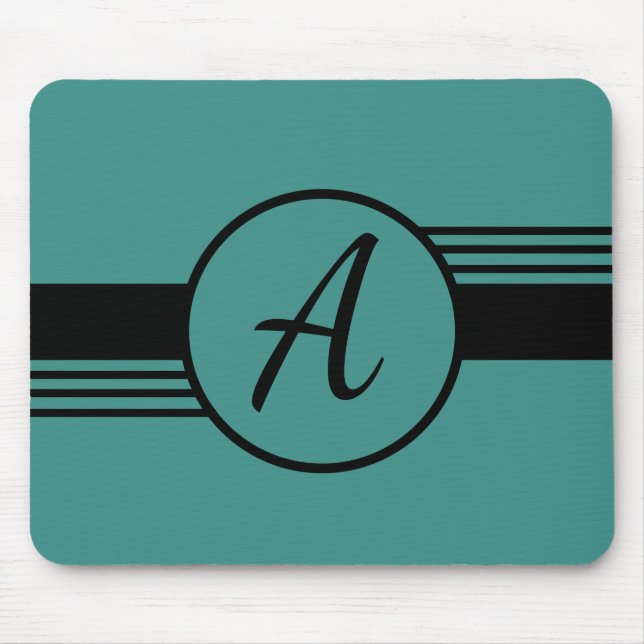 Custom Monogram Blue & Black Mousepad (Front)