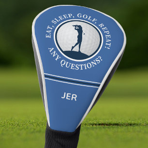 Custom Monogram Blue Eat Sleep Golf Repeat  Head Cover