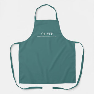 Custom monogram, blue-green teal apron