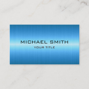Custom Monogram Blue Stainless Steel Metal Business Card
