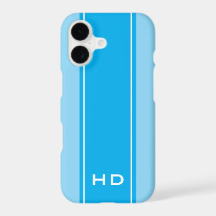Custom monogram blue striped modern sleek