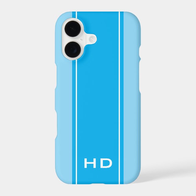 Custom monogram blue striped modern sleek (Back)