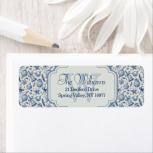 Custom Monogram Blue Toile Christmas Ornaments