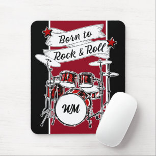 Custom Monogram Born to Rock & Roll Drummer Drum M Mouse Pad