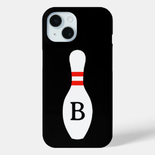 Custom monogram bowling pin iPhone 15 case