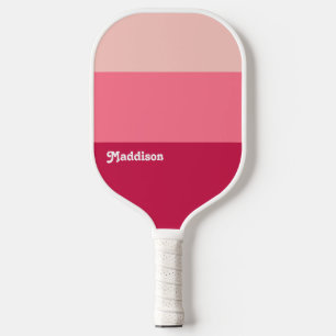 Custom monogram, bright pink retro typography pickleball paddle