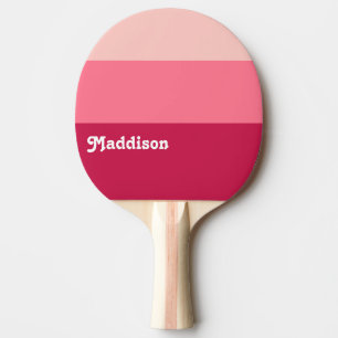 Custom monogram, bright pink retro typography ping pong paddle