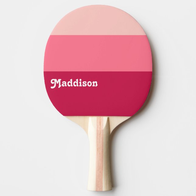 Custom monogram, bright pink retro typography  ping pong paddle (Front)