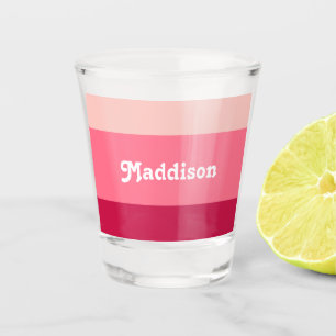 Custom monogram, bright pink retro typography shot glass