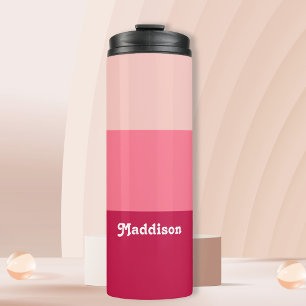 Custom monogram, bright pink retro typography  thermal tumbler