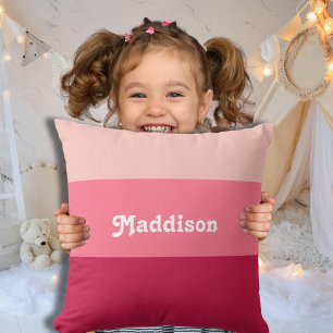 Custom monogram, bright pink retro typography  throw pillow